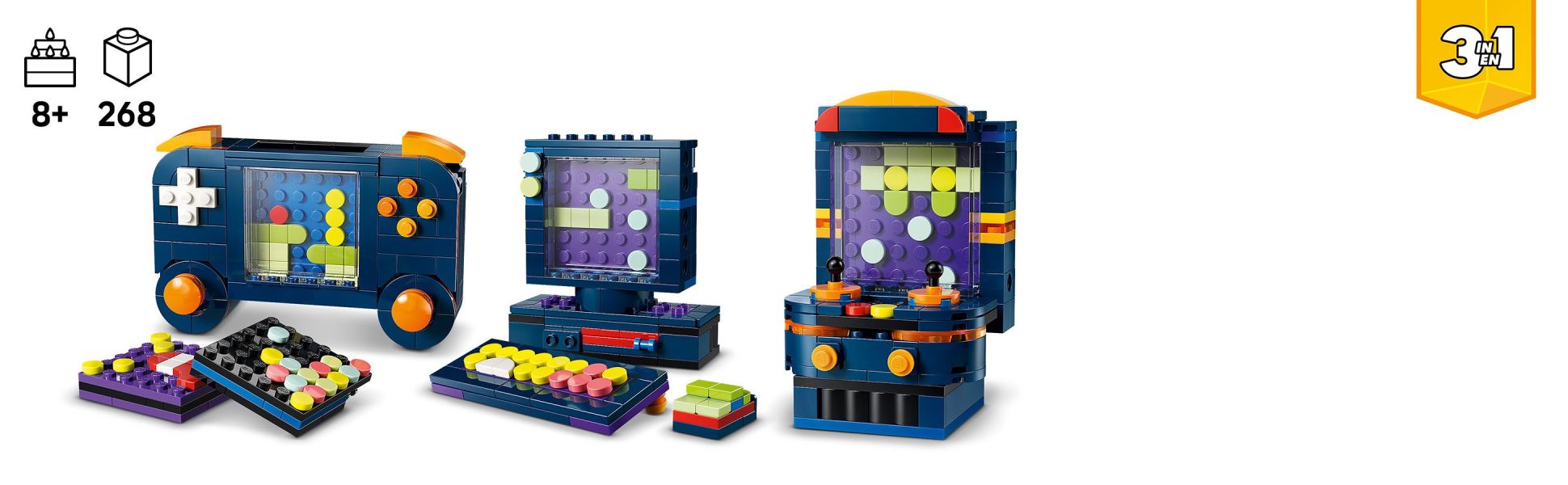 Gaming fans can enjoy a fun building experience before displaying or playing with 3 retro gaming model sets.