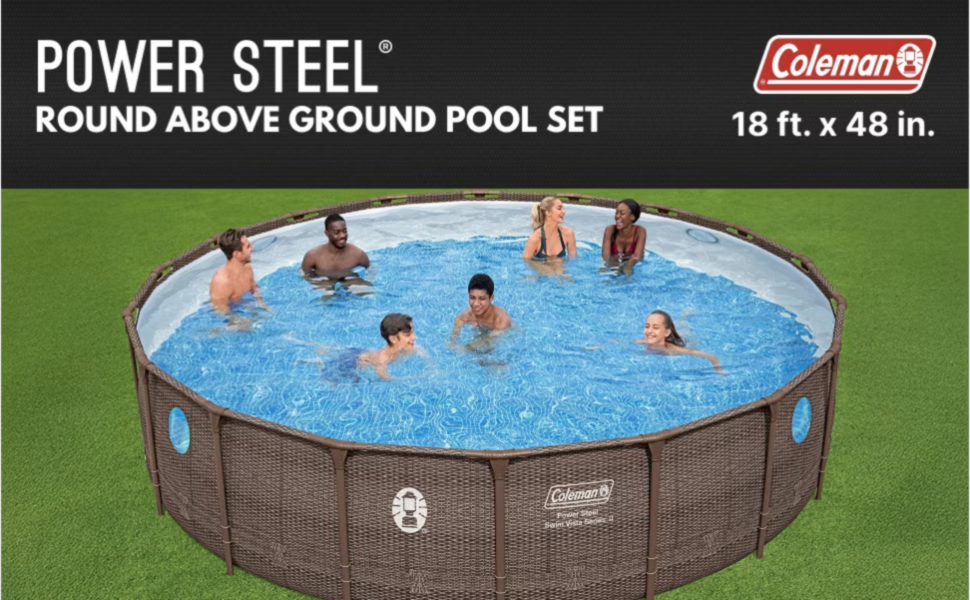 Coleman Round Power Steel Frame II Swim Vista 18' x 48