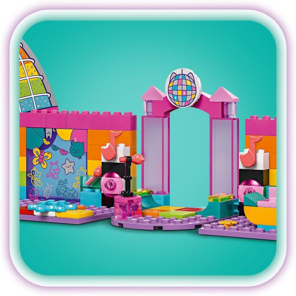 Musical instruments, rotatable dance floor and a disco ball.