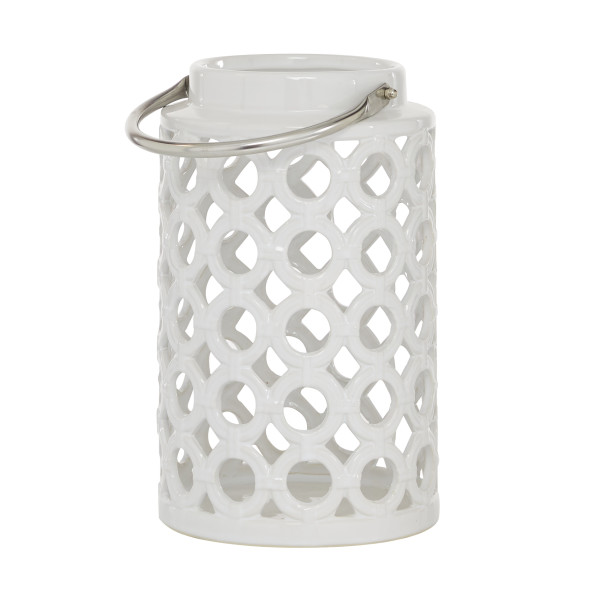 diamond shape ceramic candle container white