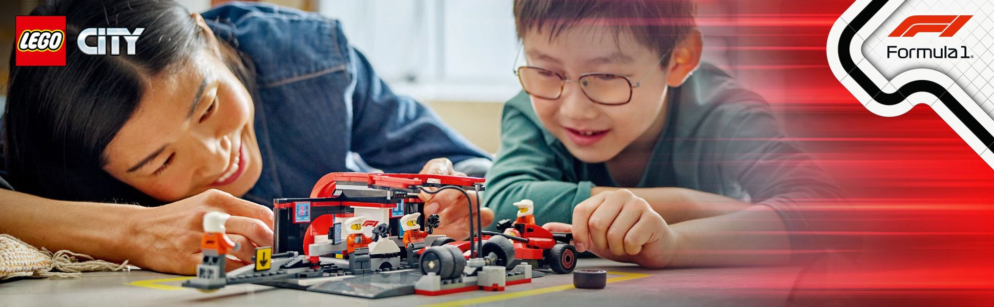 Bring the thrill of the racetrack to kids’ play with the LEGO City F1 Pit Stop & Pit Crew with Ferrari Car building set.
