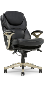 Serta Claremont Bonded Leather Office Chair with True Wellness BIM Tech, 250 lb. Capacity, Black