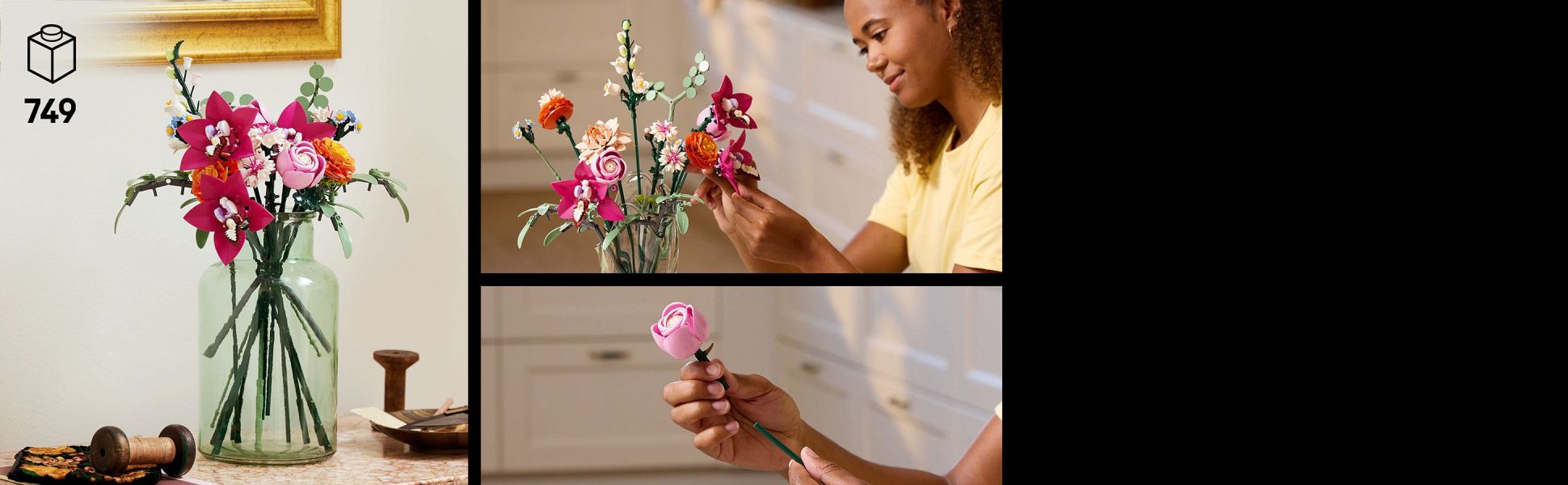 Enjoy a relaxing building experience as you create the LEGO bouquet and admire its beautiful details.