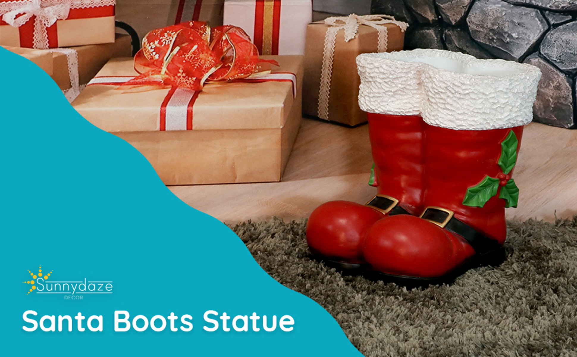Free Shipping! Sunnydaze Santa Boots Statue Christmas Decor
