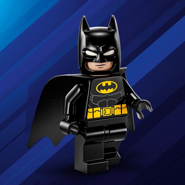 The Batman minifigure wears a fabric cape.