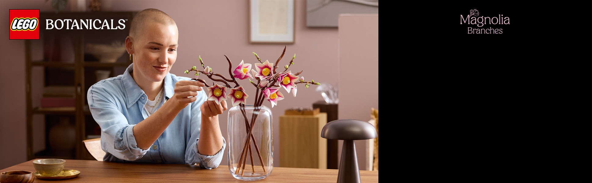Create eye-catching floral decor with the LEGO Botanicals Magnolia Branches building set for adults.