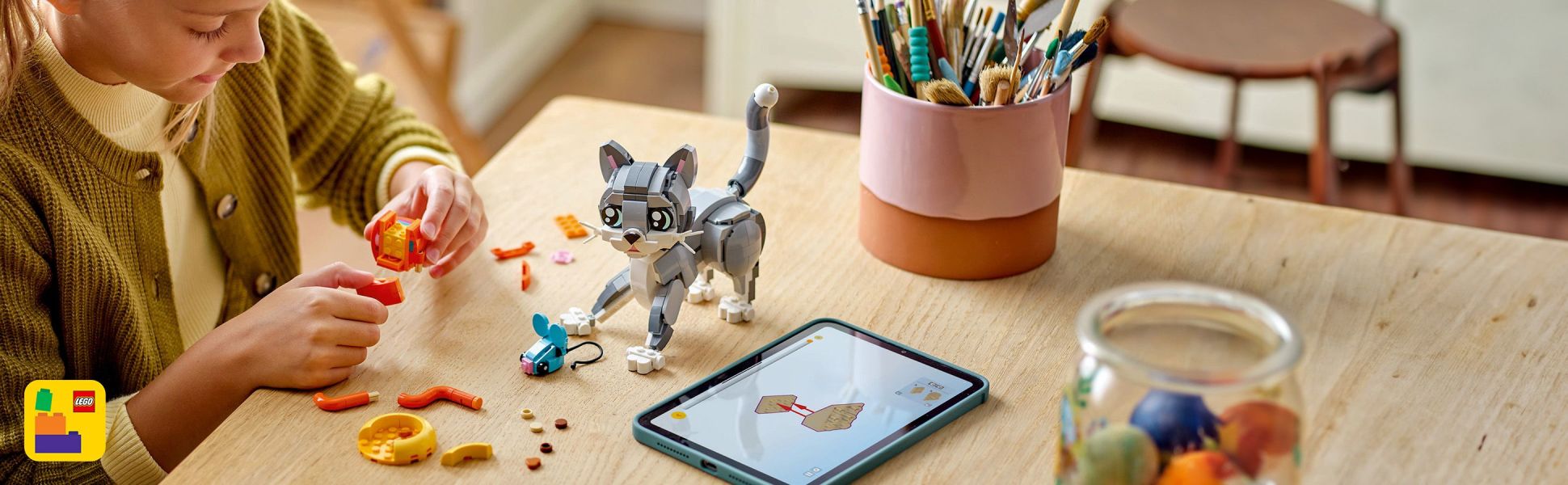 Little builders can save their progress, zoom in and rotate models in 3D with the LEGO Builder app.