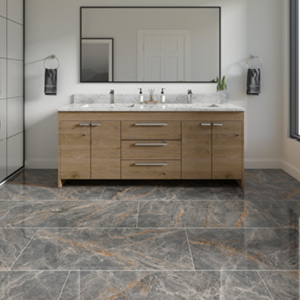 Daltile Renner Marble Ash 24 in. x 48 in. Polished Porcelain