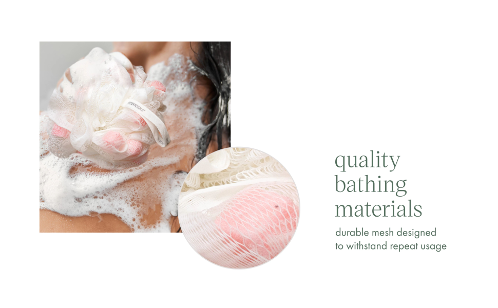 EcoTools Lathering Bath Pouf, White & Pink Loofah for