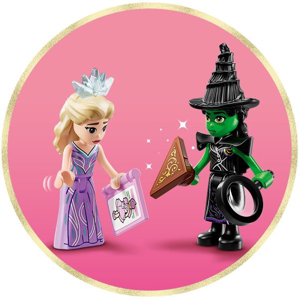 Includes Glinda and Elphaba minidolls.