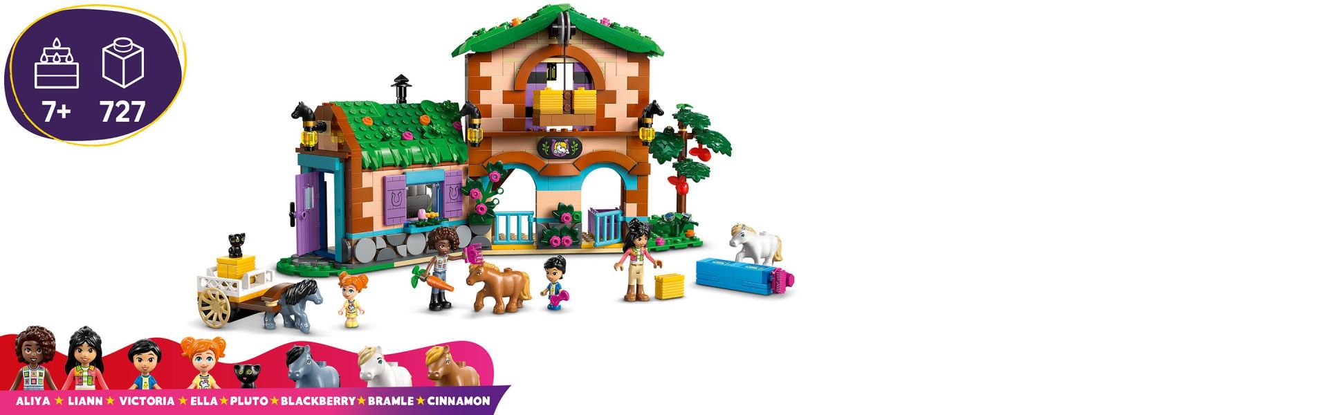 Caring for the 3 ponies is lots of fun and the set has lots of feeding and grooming accessories to inspire creative play.