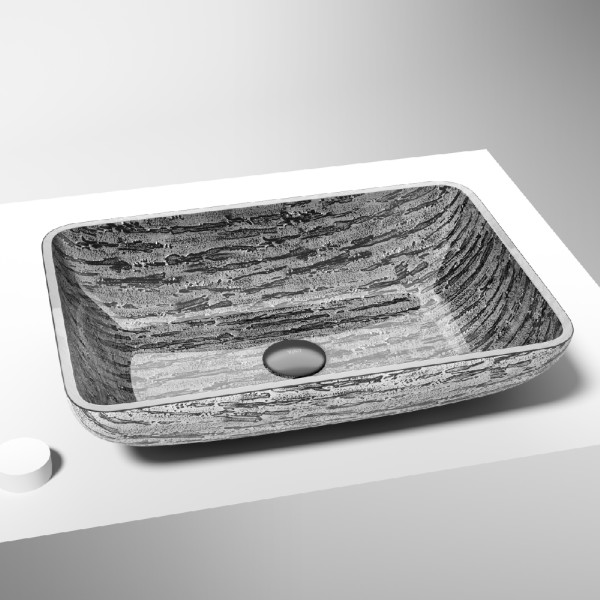 VIGO Glass Rectangular Vessel Bathroom Sink in Titanium Gray with