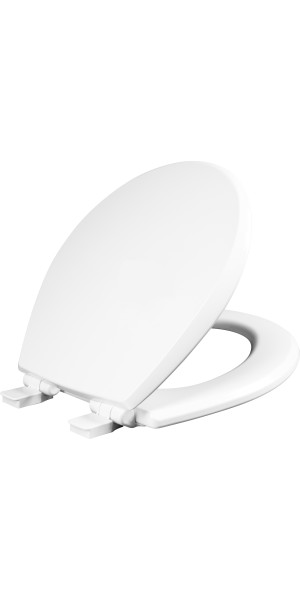Mayfair by Bemis Kendall® Round Enameled Wood Toilet Seat White  Never Loosens  Removes for Cleaning Slow-Close Adjustable
