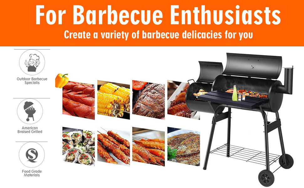 Vebreda Outdoor BBQ Grill Charcoal Barbecue Pit Backyard Meat Cooker Smoker