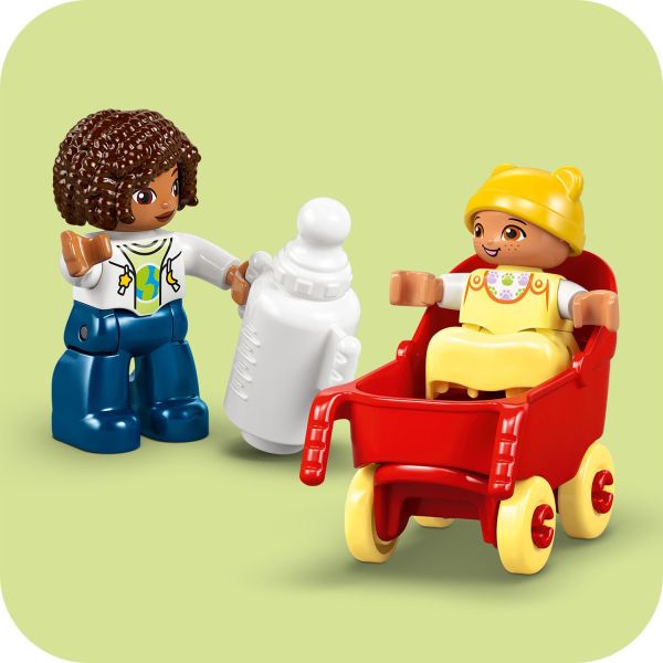 Feed baby with the bottle or let it sleep in the stroller.