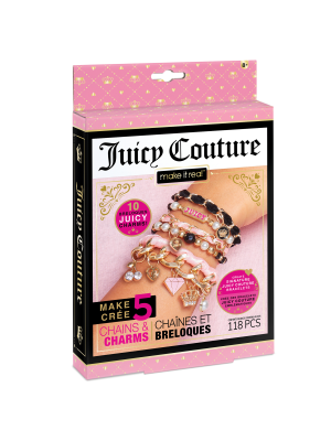 Juicy Couture silver Charm bracelet with Spell Out and Black Ribbon With  Chain