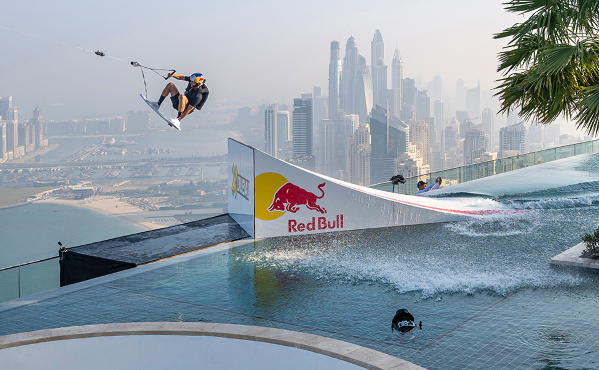plane flying low over skateboarder