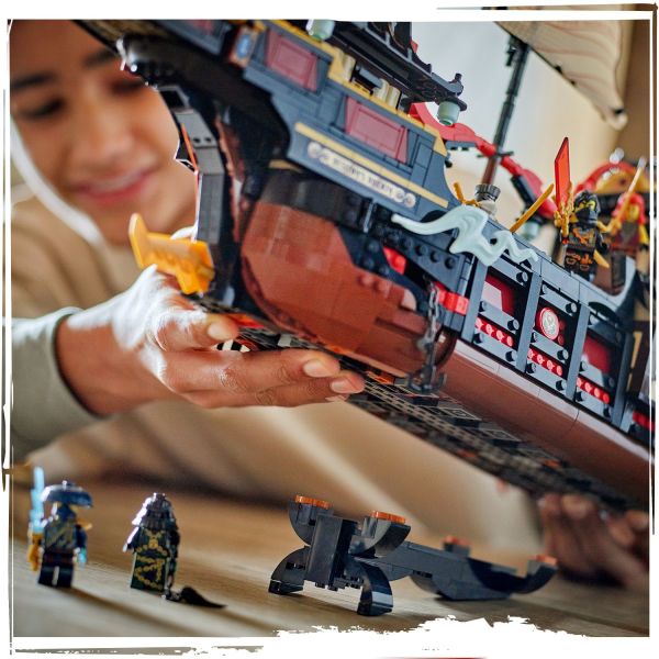 Includes stand to display ship on a shelf or desk.