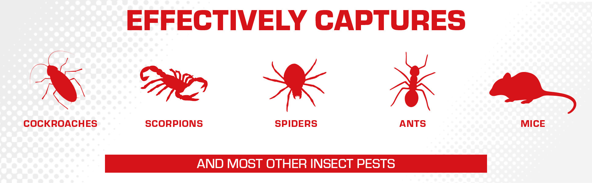 Effectively Captures Cockroaches, Scorpions, Spiders, Ants, Mice and Most Other Insect Pests
