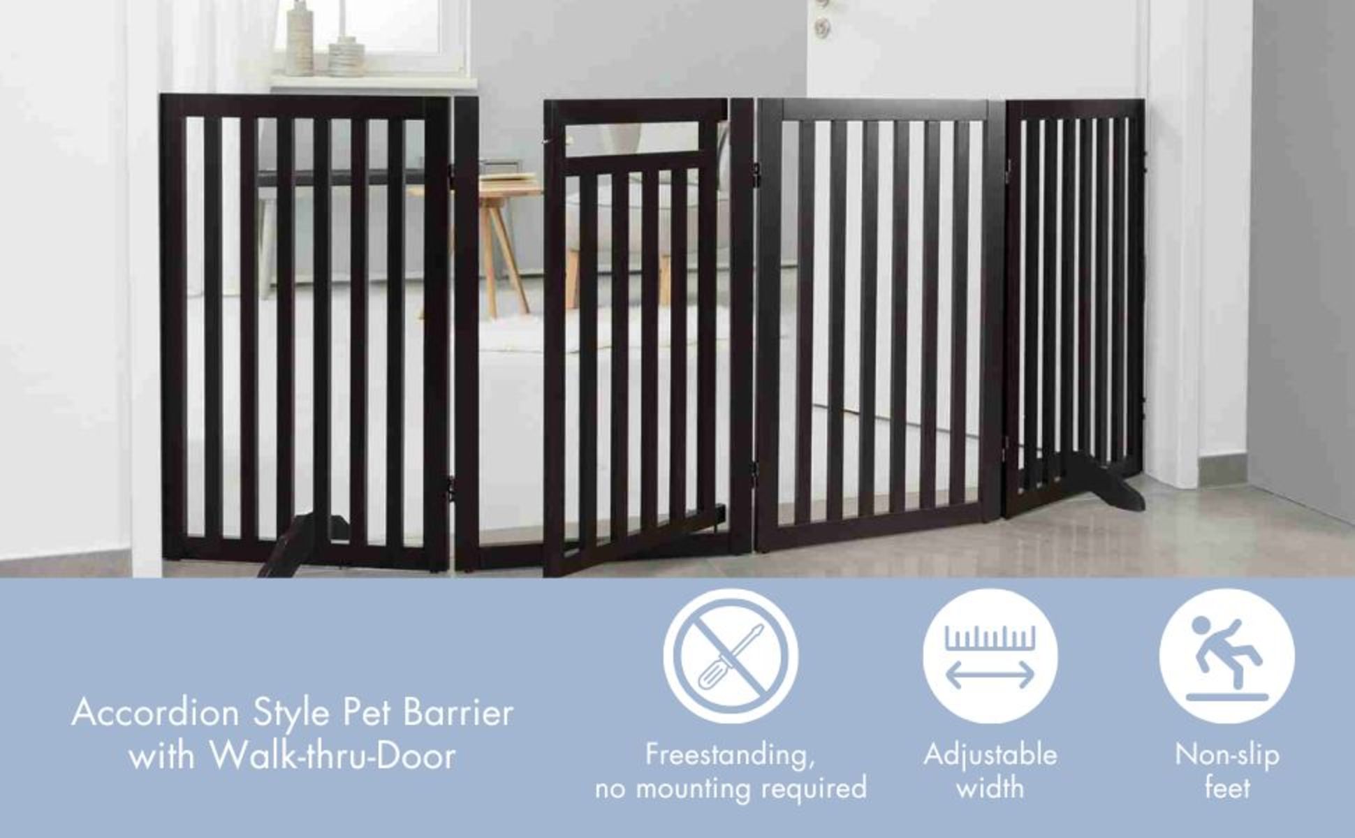 TRIXIE Dog Barrier 4-Panel Gate, Espresso, 80