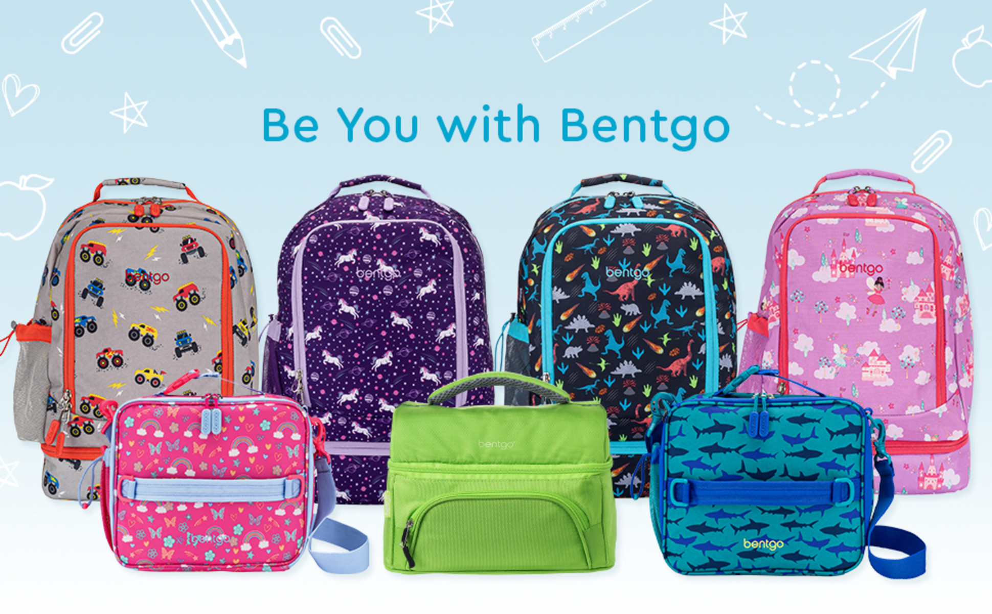  Bentgo® Kids Backpack - Lightweight 14” Backpack in Unique  Prints for School, Travel, & Daycare - Roomy Interior, Durable &  Water-Resistant Fabric, & Loop for Lunch Bag (Shark)