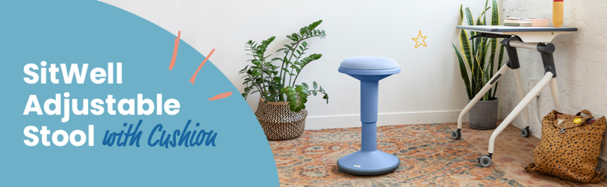 ECR4Kids SitWell Adjustable Wobble Stool - Core Engagement For Kids & Adults, Height 15.7" To 21.7", Eggplant - View #10