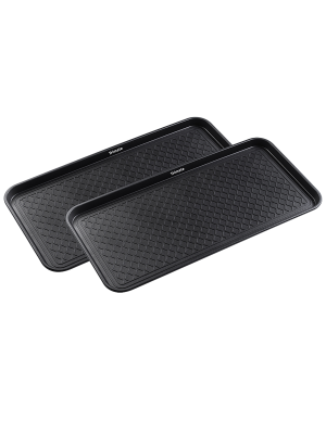 Boot Tray for Entryway Indoor, 2 Pack Plastic Small Shoe Mat Tray, Narrow  Boot Tray for Pet Food, Plant Drip, Mudroom, Under Sink, Garden, 13.7 X10.6