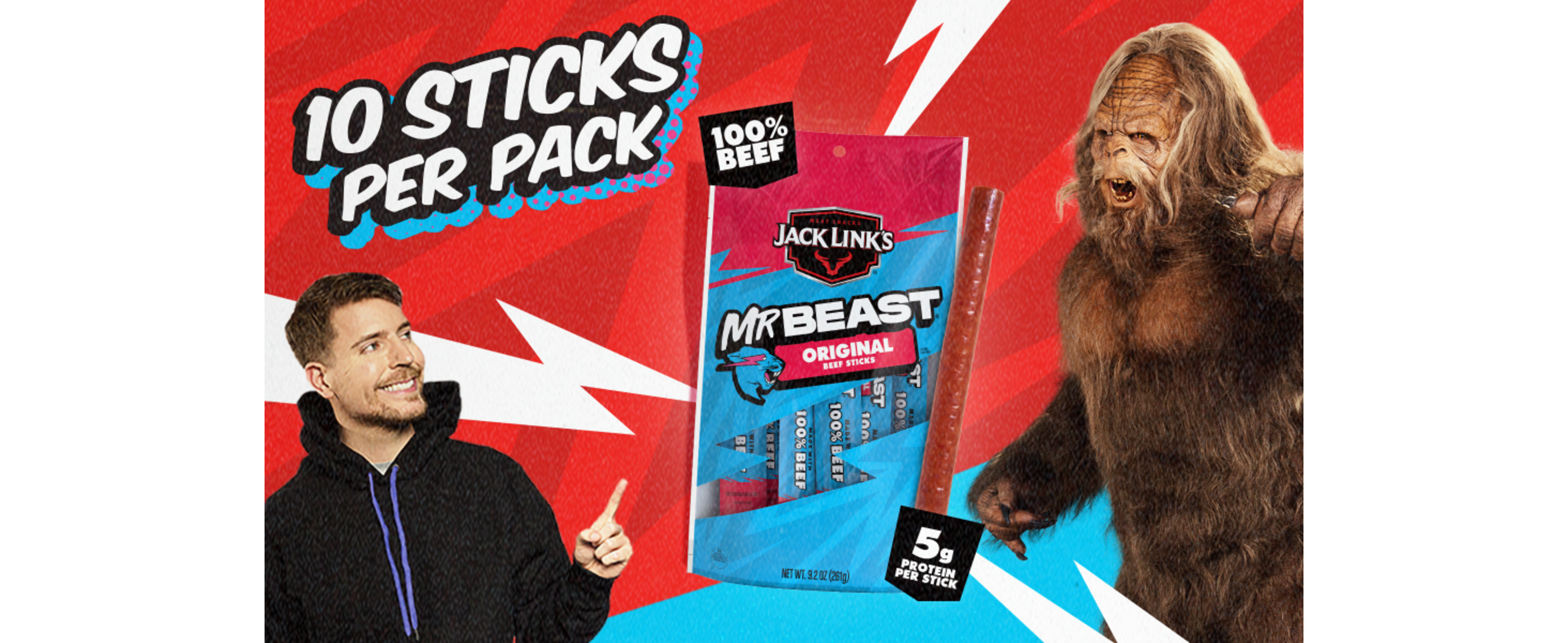 Jack Link's x MrBeast Teriyaki Beef Sticks, 9.20 Ounce, 10 count