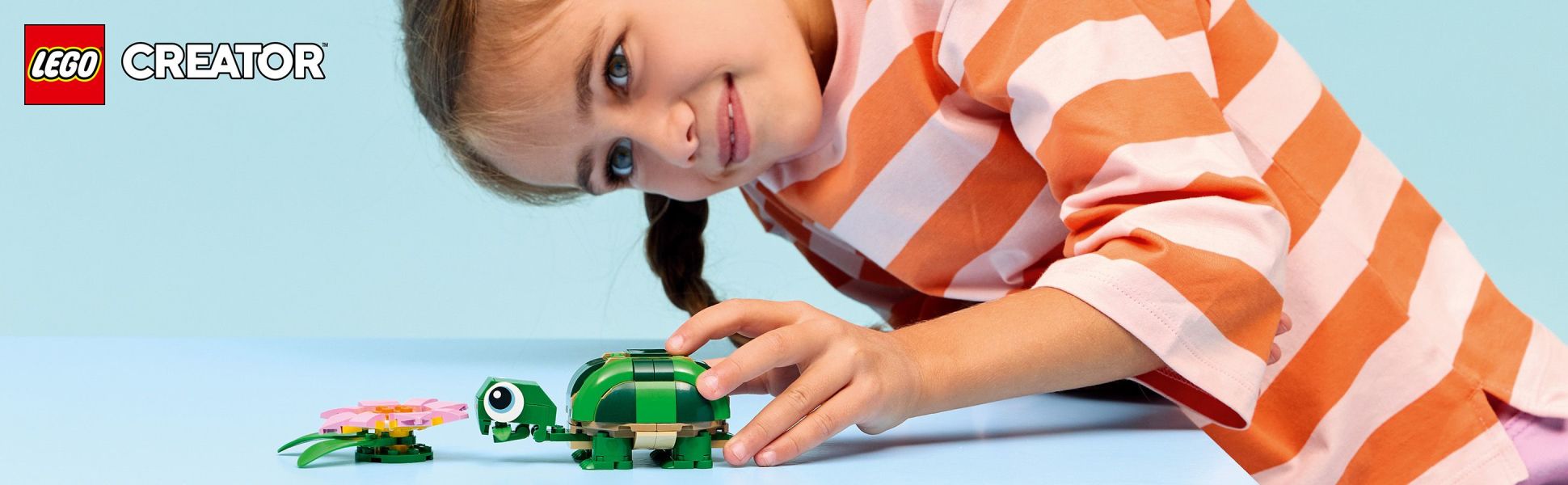 LEGO Creator 3 in 1 set lets kids build a Turtle with a Water Lily Flower, then rebuild it into a chameleon or frog toy.