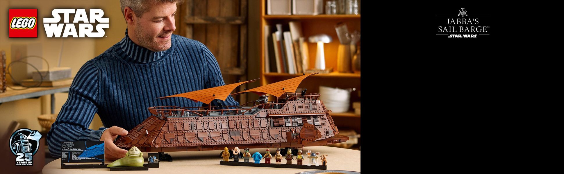 Create a playful display with this LEGO Star Wars Ultimate Collector Series buildable model of Jabba the Hutt’s sail barge.