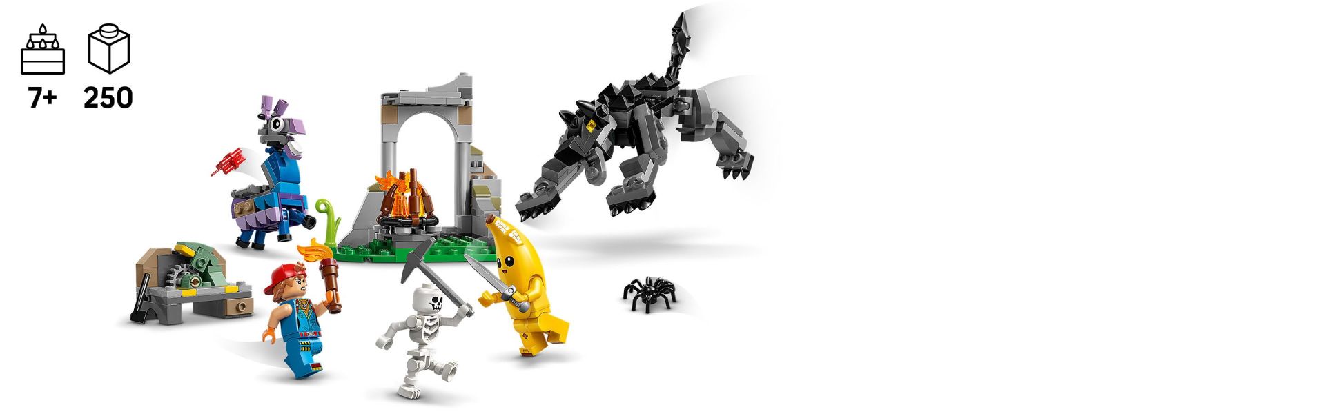 The playset replicates the first challenges that players face in the LEGO Fortnite Odyssey video game.