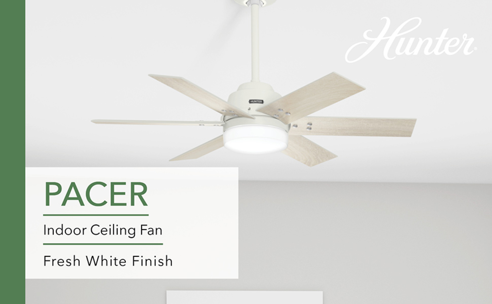 Hunter Pacer 44 in. Indoor Fresh White Ceiling Fan with Light Kit