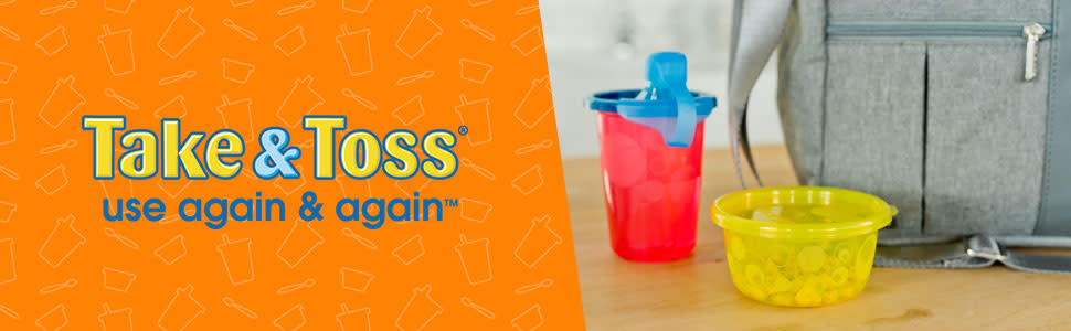 The First Years Take & Toss Spill Proof Sippy Cups - Reusable Toddler Cups  - Rainbow - Kids Cups