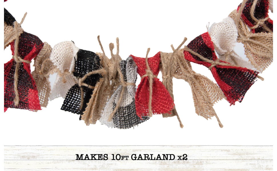 Love, Laugh, Craft Burlap Rag Tie Garland Project Kit, 2-10'l, Precut Ribbon, Multi-Color, Size: 6 inchw x 5-Yards (3-Pack), 1.5 inchw x 3-Yards (2