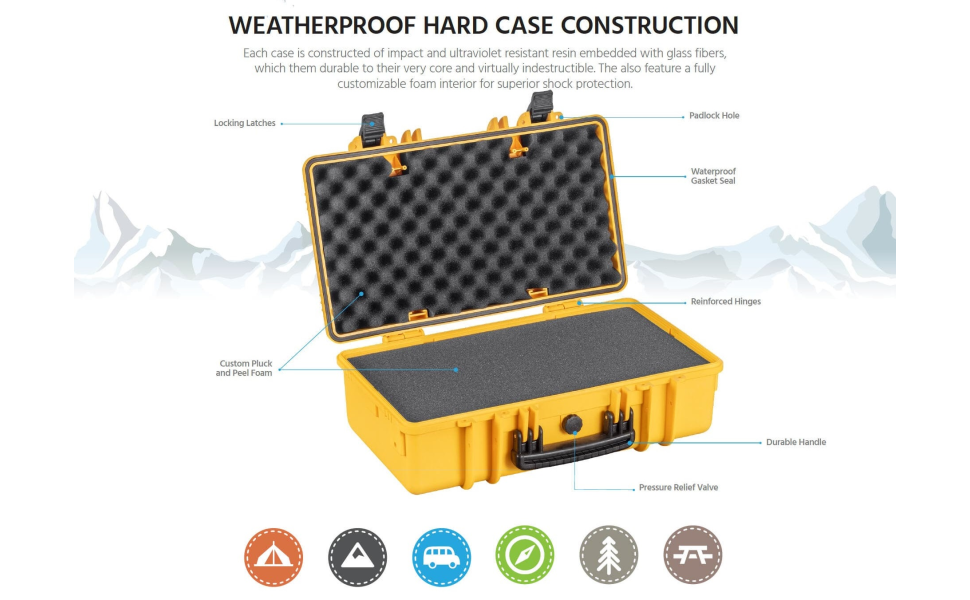 Pure Outdoor by Monoprice Weatherproof Hard Case with Customizable Foam 19  x 16 x 8 in