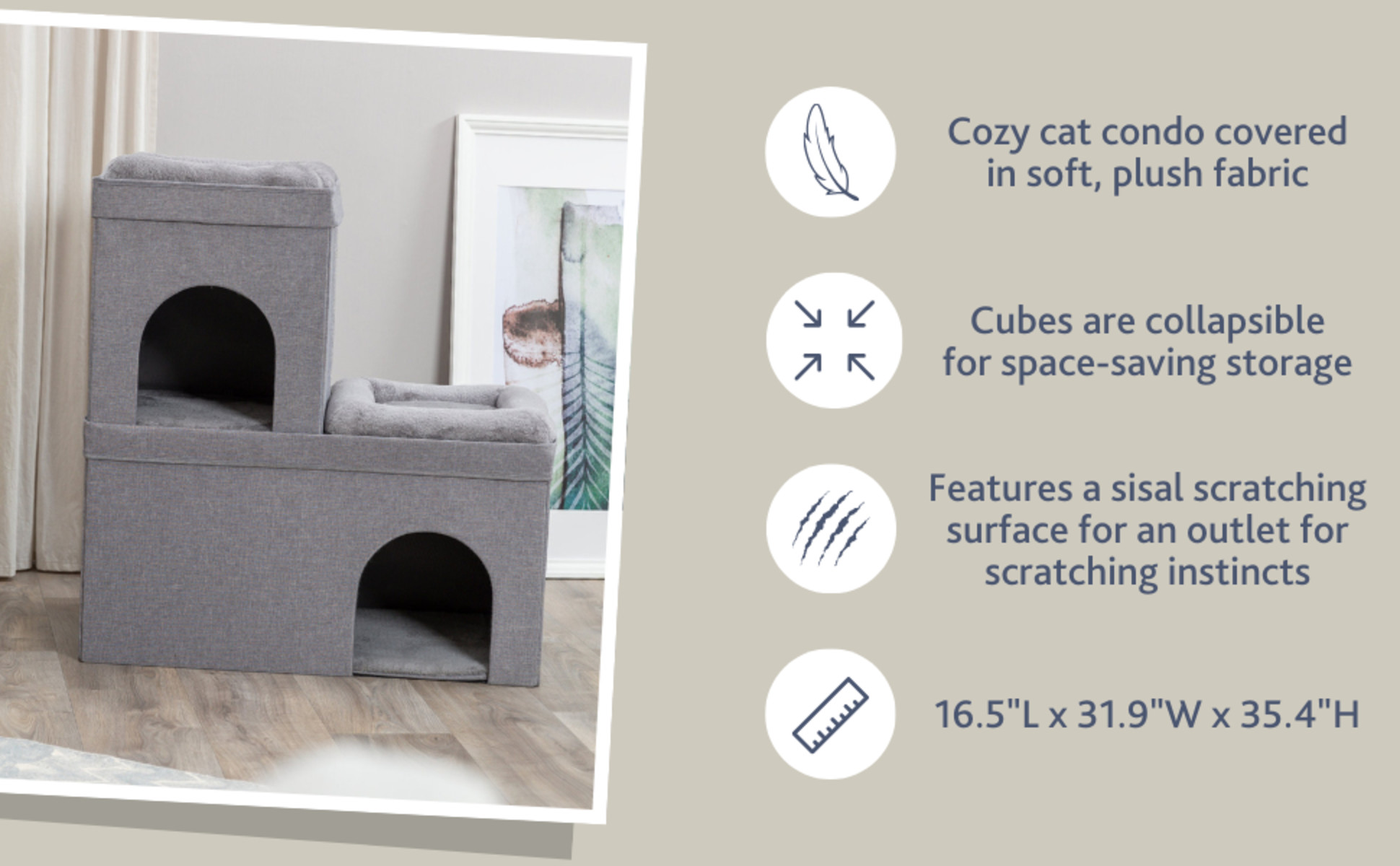 TRIXIE Crazy Cube Stackable 2-Story Indoor Cat Condo, Cat