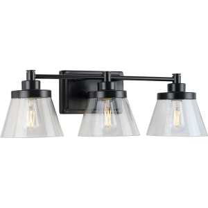 Progress Lighting Hinton 24.5 in. 3-Light Matte Black Clear Seeded ...