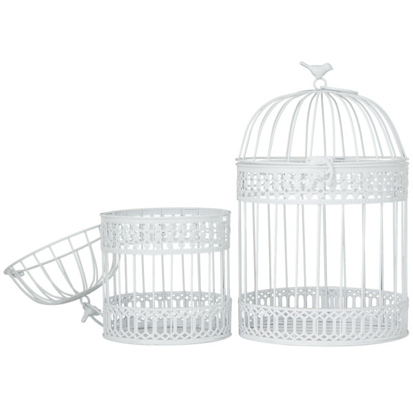 Litton Lane Cream Metal Hinged Top Birdcage with Latch Lock Closure and  Hanging Hook (2- Pack) 66519 - The Home Depot