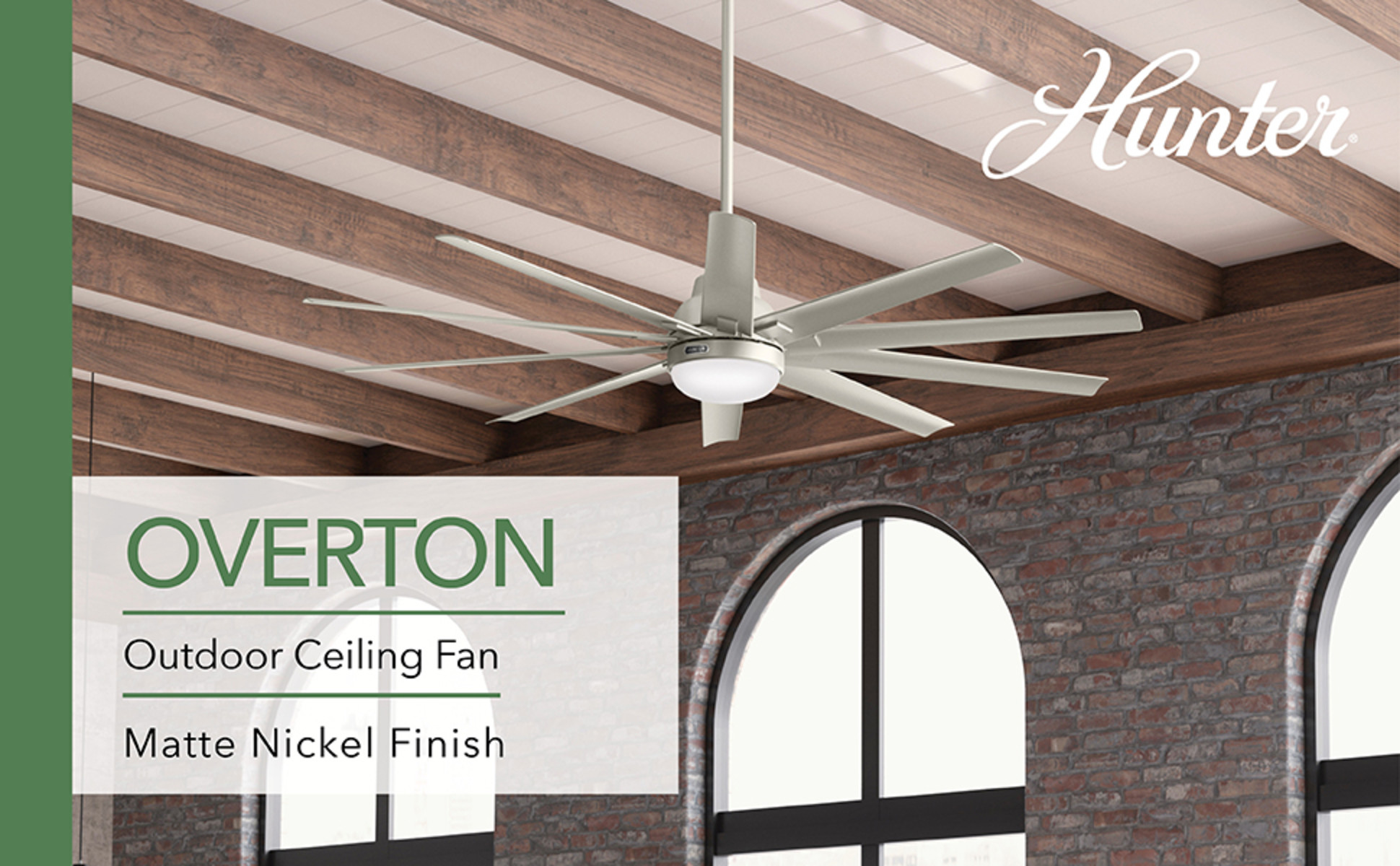 Hunter Overton 72 in. Outdoor Matte Nickel Ceiling Fan with LED