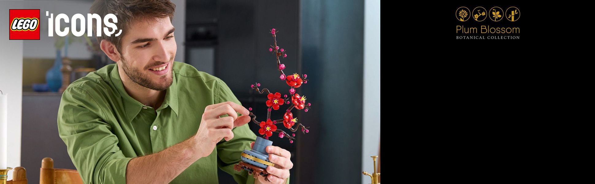 Create an elegant floral display for the home or office with the LEGO Botanicals Plum Blossom home decor building set for adults.