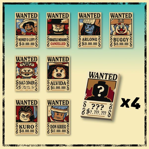 Display 4 of 8 collectible ‘Wanted’ posters.