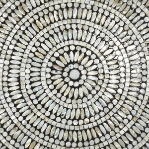 Litton Lane Mother of Pearl Beige Handmade Mosaic Plate Wall Decor