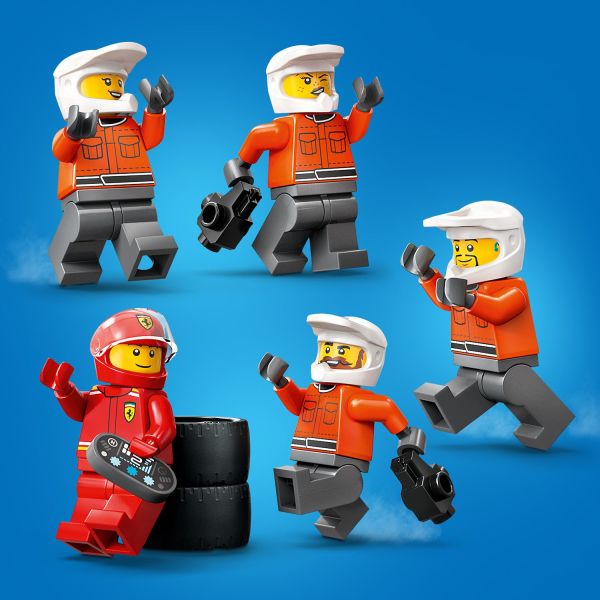 With 4 pit crew minifigures for role play and storytelling.