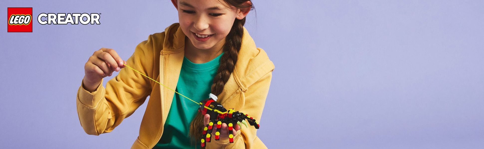 Kids enjoy fun-filled adventures with a colorful and friendly spider toy, then rebuild it into a scorpion figure or snake toy.