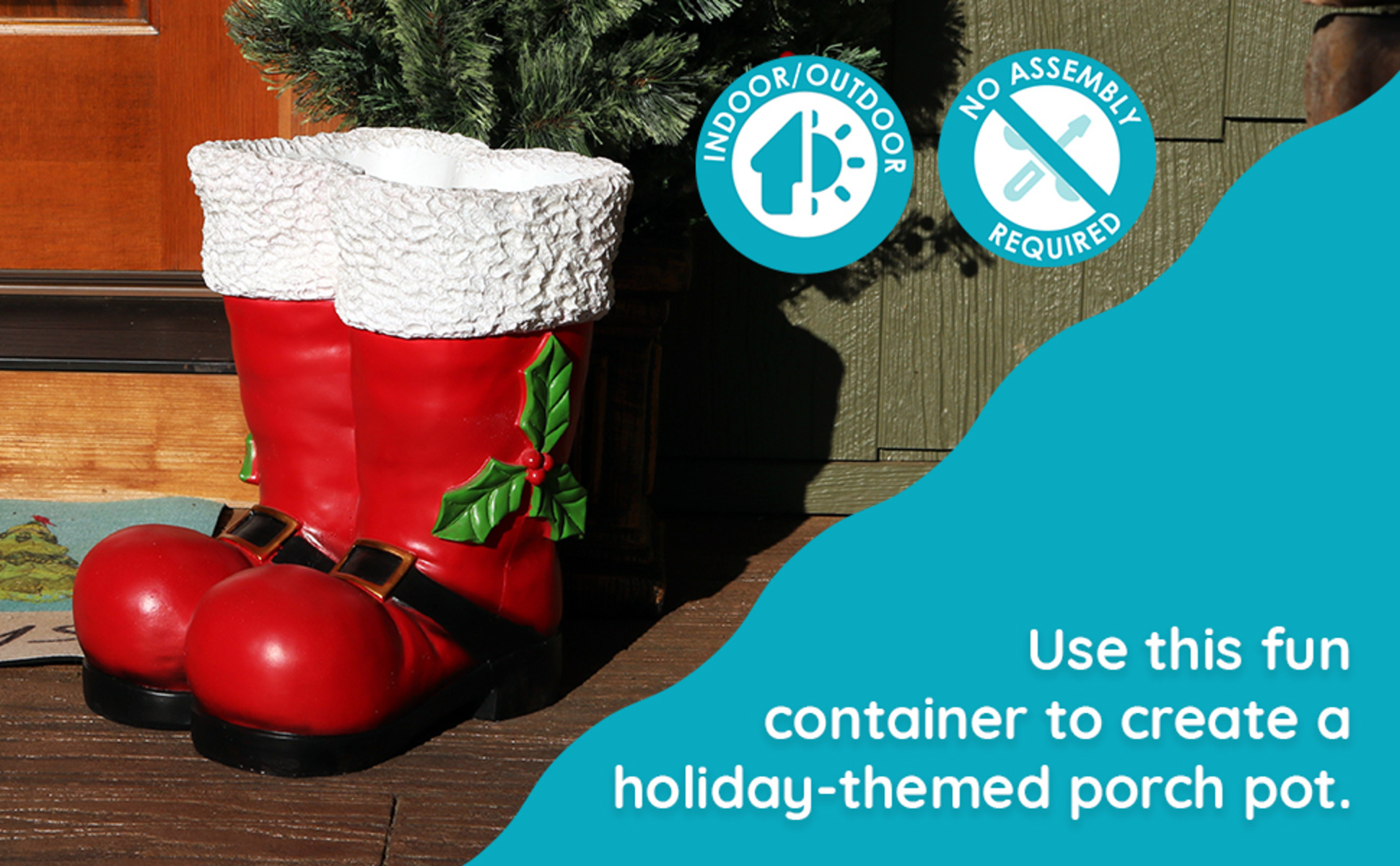 Free Shipping! Sunnydaze Santa Boots Statue Christmas Decor