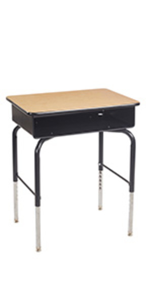 Open Front Desk with Metal Storage Book Box, Adjustable