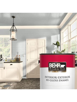 BEHR PREMIUM PLUS 1 gal. Pure Black Hi-Gloss Enamel Exterior/Interior Paint  862001 - The Home Depot