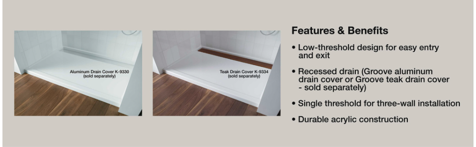 KOHLER 55-1/2 in. Groove Shower Drain Cover in Teak Wood