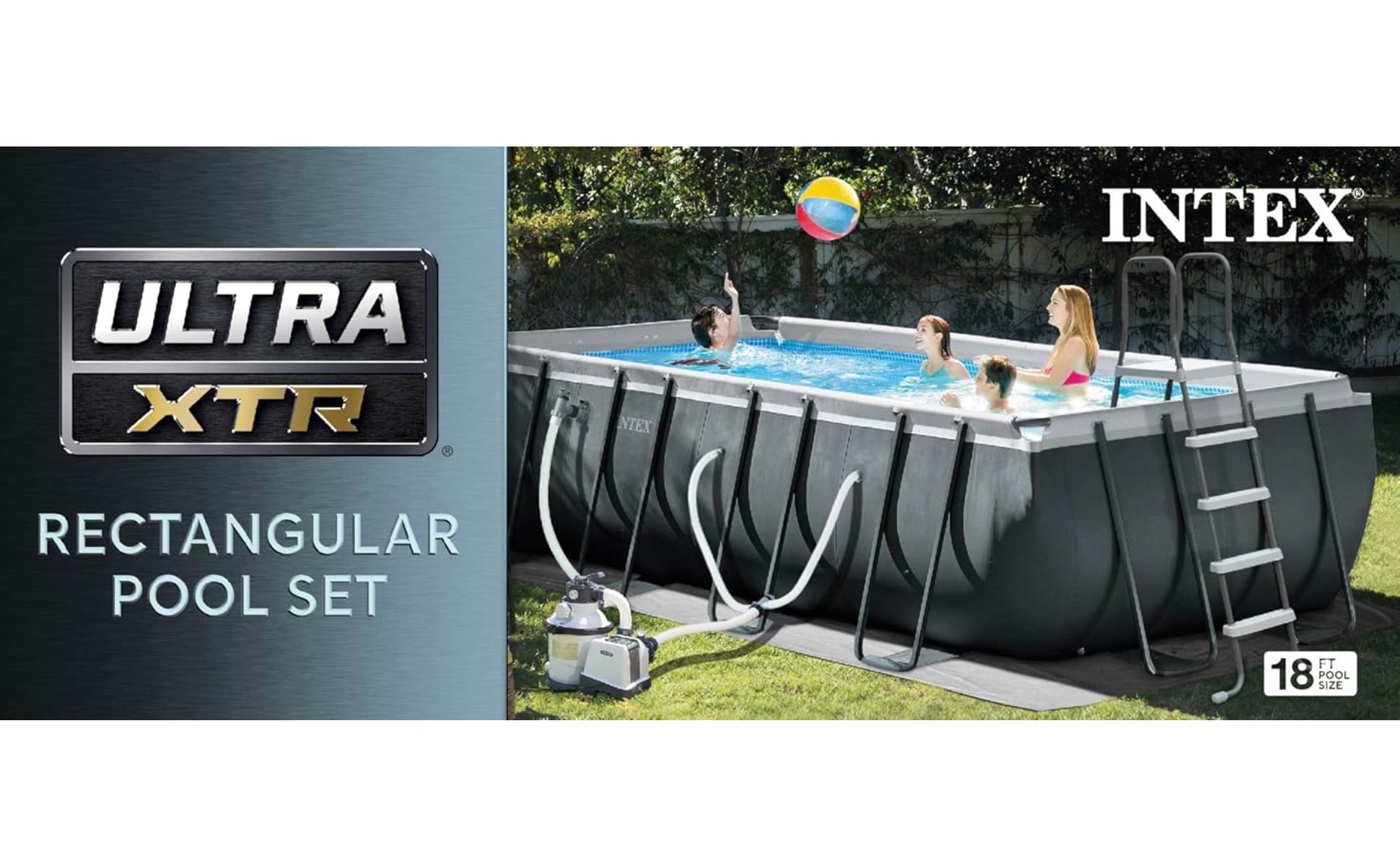 Intex 18 ft. x 9 ft. Rectangular 52 in. Deep Above Ground Pool Set