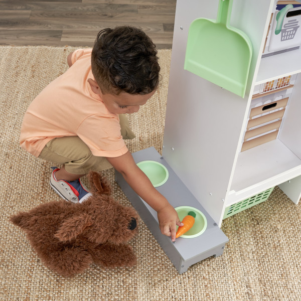 KidKraft Wooden 2-in-1 Kitchen & Laundry Play Set with 10